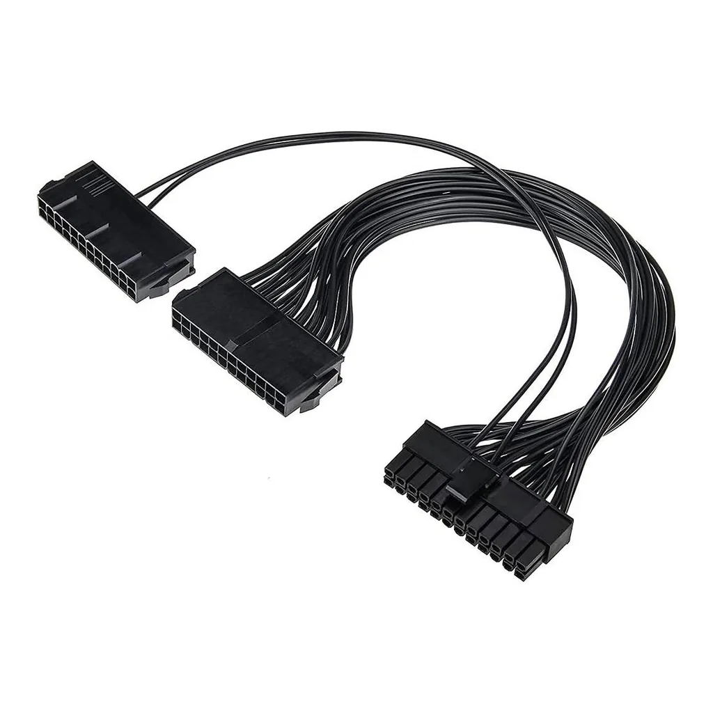 DKURVE Dual Power Supply 24-Pin ATX Motherboard Adapter Cable, Black | DKSATAC0001 - Image 1 DKURVE Dual Power Supply 24-Pin ATX Motherboard Adapter Cable, Black | DKSATAC0001