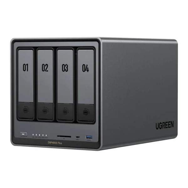 323e40af6c59ff59cf309a8b604edb02-hi.jpg UGREEN NASync DXP4800 Plus 4-Bay Desktop NAS, Intel Pentium Gold 8505 5-Core CPU, 136TB Storage Capacity, 2x M.2 SSD Drive Slots, 10GbE + 2.5GbE LAN, 4K HDMI, Diskless, Black | 35260