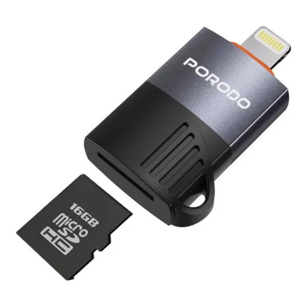 33ac9160a534bcebf408cb519a26e09a-md.jpg Porodo OTG Lightning Head TF Card Reader, 480Mbps Data Transfer Speed, Plug & Play, Wide Compatibility, Durable TPE + Aluminum Shell, Fast Data Transfer | PDETK19BK