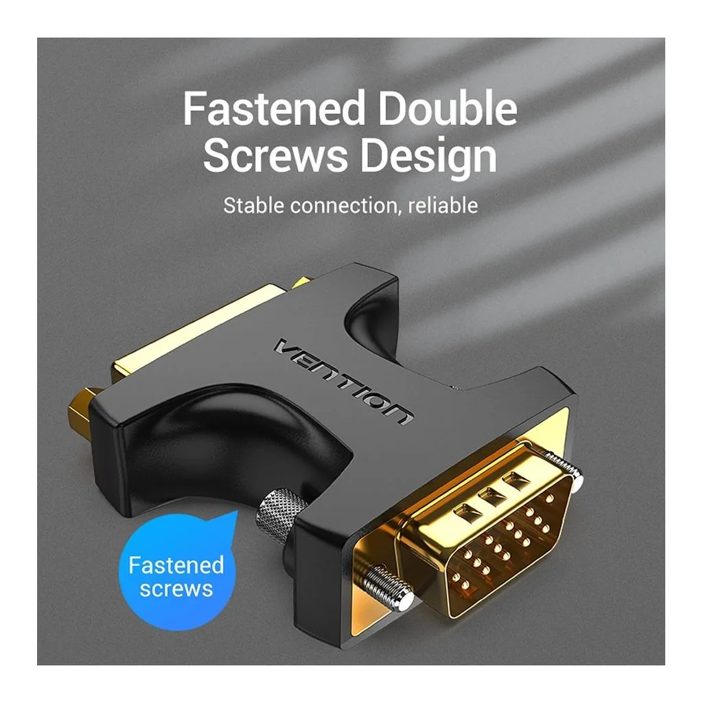 33c7127cad4149473c2a071b529814d6-hi.jpg Vention VGA Male to DVI Female Adapter, Display at Both Ends, 1080P HD, Gold-plated Interface, Black | DDDB0