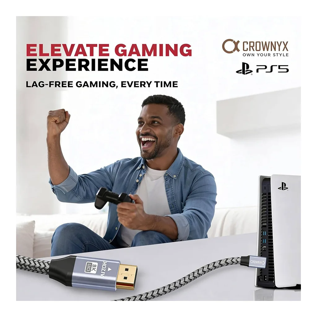 3546d33f9d9d716395616779cf8d6868-hi.jpg CROWNYX CHC508 5M HDMI 2.1 Cable, 8K@60Hz, 4K@120Hz 48Gbps, Black