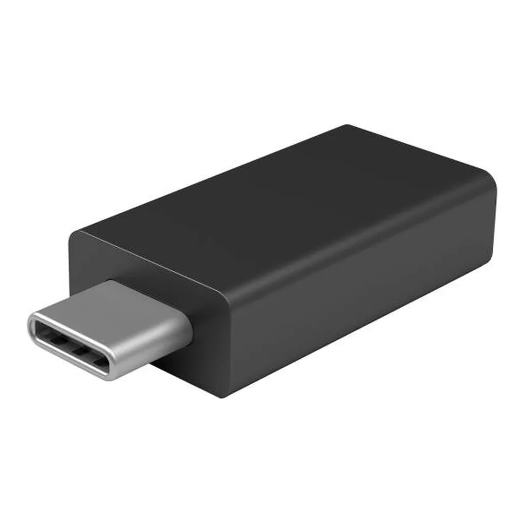 3596edfa9cae0cda4d99ecbbf7c0c36e-md.jpg Microsoft Surface USB-C to USB Adapter, Up to 5 Gb/s Data Transfer Rate, Nickel Connector Plating, Black | JTY-00001