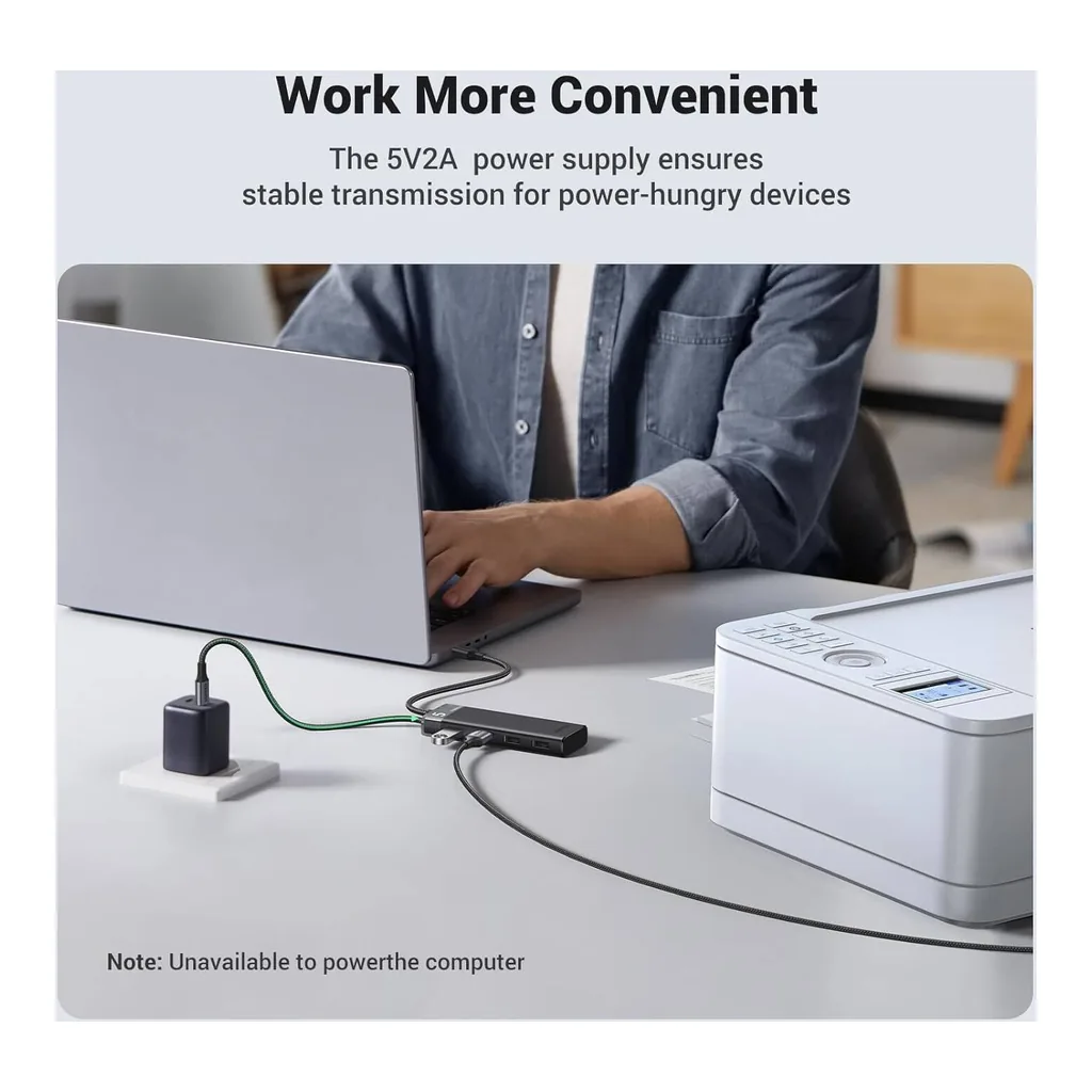 35c9e8e440328bade3214ce99f32b7af-hi.jpg UGREEN CM653 USB 3.0 HUB 5Gbps High Speed Data Transmission With USB-C Power Supply, Multiple Extension For Laptop, Desktop PC, Xbox, PS5, Mouse, Keyboard, Flash Drive, Printer | 15548