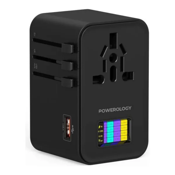 35d8db6513648fba96ffea464ca5beea-md.jpg Powerology GaN 75W Universal Charger with Real-Time Power Display, 4 Fast Charging Ports (PD & AC), Universal Compatibility, Laptop & Phone Fast Charging Support, PWC041 Model | PWCUQC041