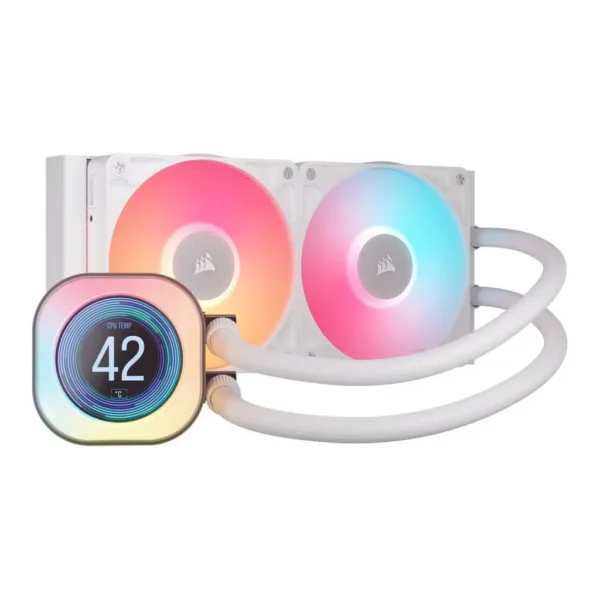 Corsair iCUE LINK TITAN 240 RX LCD AIO Liquid CPU Cooler, White | CW-9061025-WW - Image 1 Corsair iCUE LINK TITAN 240 RX LCD AIO Liquid CPU Cooler, White | CW-9061025-WW