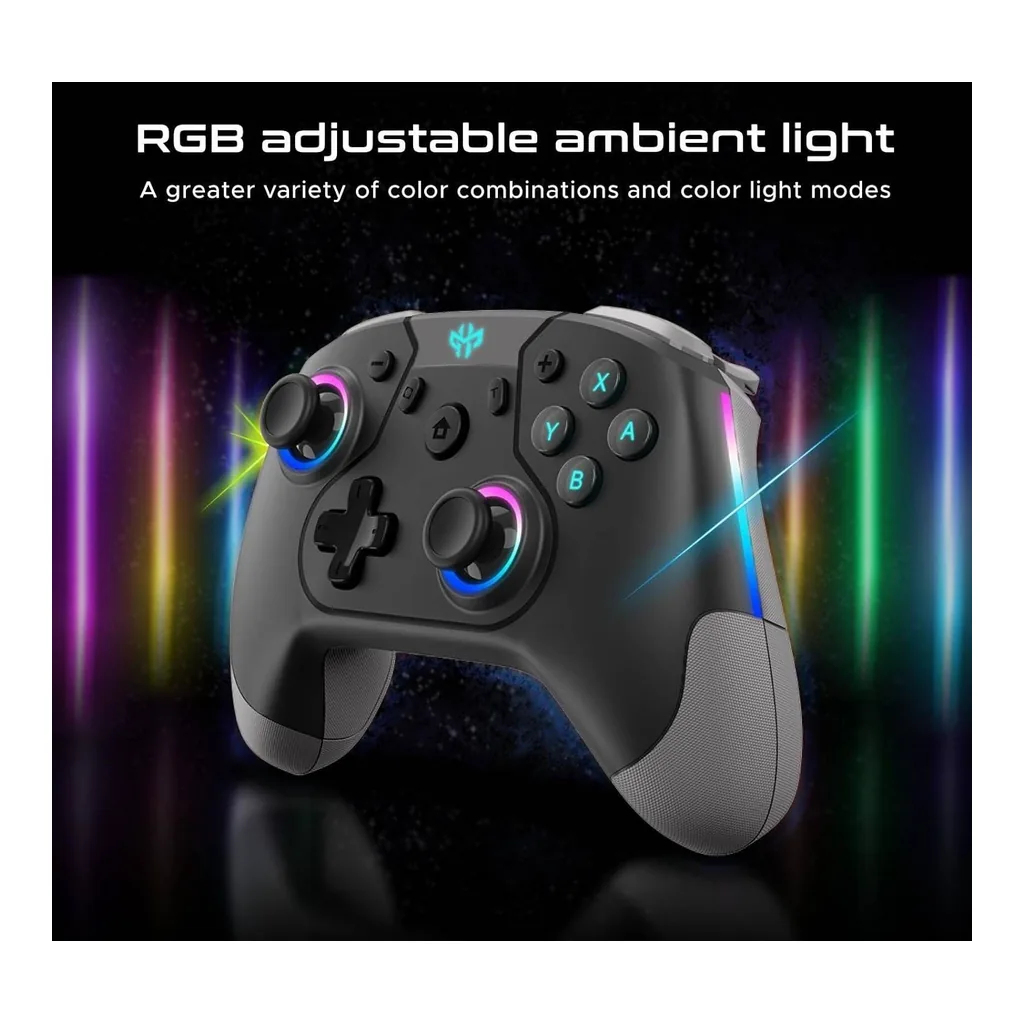 3883ecb9b177f3c656d9fd5058e4d1d9-hi.jpg GXM Alpha Pro Wireless Controller RGB, 6-Axis Drive, For Nintendo Switch/Android/IOS/PC, Wide Combability, Wired & Wireless Connectivity, 2.4Hz Dongle, USB Type-C, White/Blue