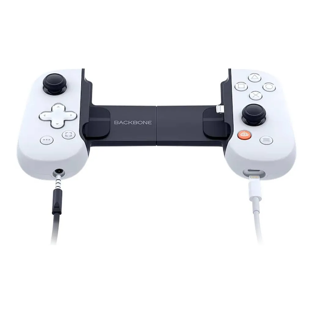 3899b7b94f9cee21adafd0dfdd00a4b4-hi.jpg Backbone One Mobile Gaming Controller, For iPhone / PlayStation Edition, Collapsible & Compact Design, Low Latency Connection, Capture Game Clips & Screenshots, 3.5mm Headphone Jack, White