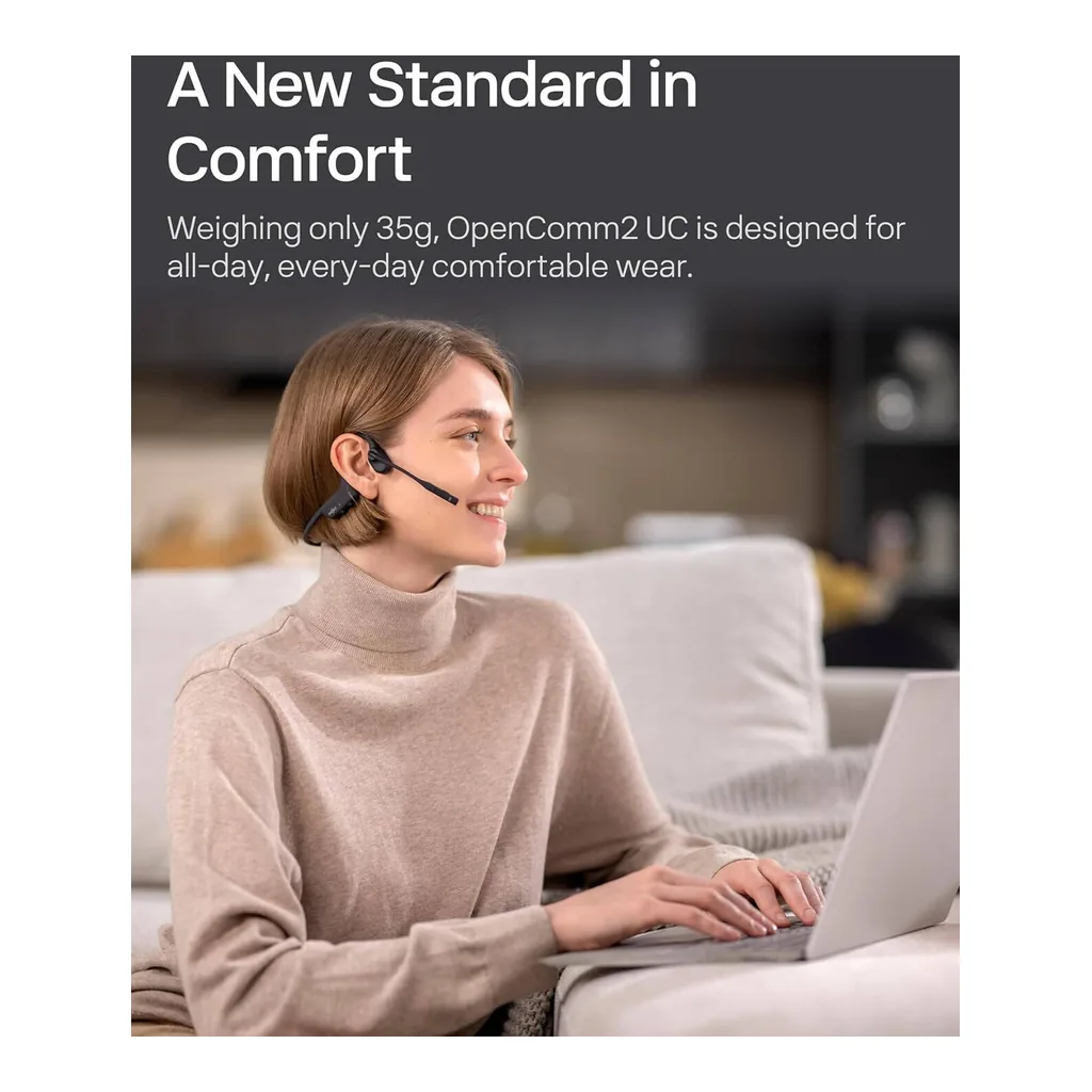 39260f9d79a1fac7db6a7e21affaf3dc-hi.jpg Shokz OpenComm2 UC 2025 Upgrade Bone Conduction Open-Ear Wireless Headset with Boom Mic, PremiumPitch 2.0 Audio, DSP Technology, USB-C Dongle, Zoom Certified, Black
