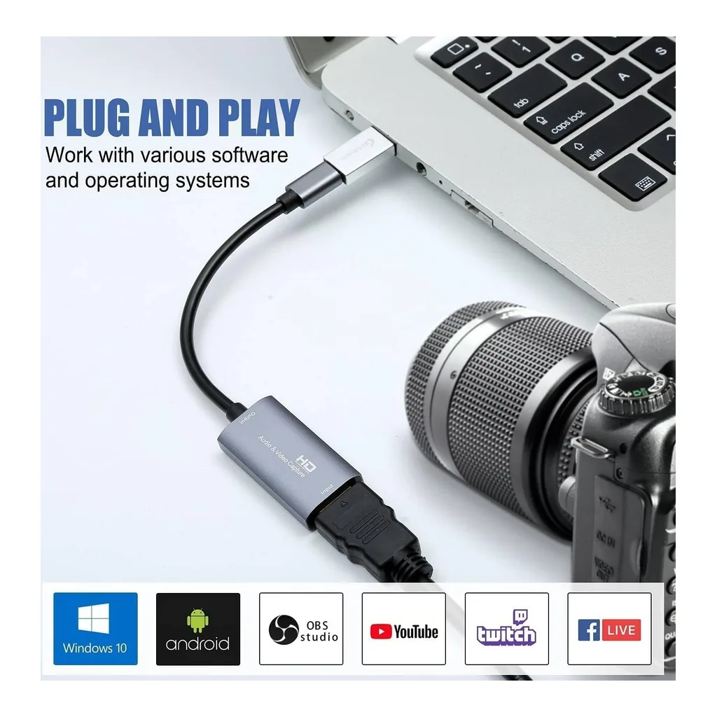 X Spring HDMI Video Capture Adapter with USB-C Adapter, Grey - Image 3 X Spring HDMI Video Capture Adapter with USB-C Adapter, Grey