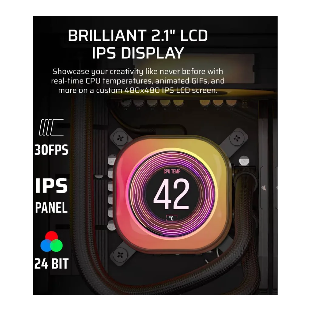 Corsair iCUE LINK TITAN 240 RX LCD AIO Liquid CPU Cooler, Black | CW-9061022-WW - Image 7 Corsair iCUE LINK TITAN 240 RX LCD AIO Liquid CPU Cooler, Black | CW-9061022-WW