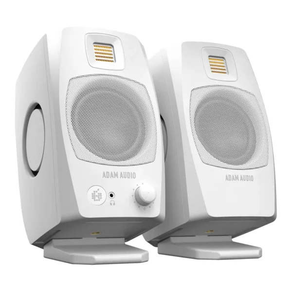 3ddd5af74c495b0599adea9d21c3ab99-hi.jpg ADAM AUDIO D3V Desktop Speakers, 3.5" Basket Diameter Woofer, D-ART Tweeter Type, Dual-Passive Radiator, TRS Analog Connectors, Single-Piece Aluminum Cone Material, White