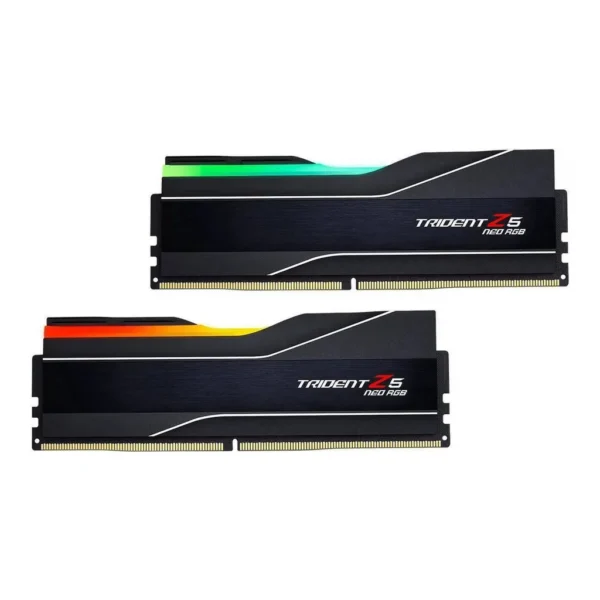 G.SKILL Trident Z5 Neo RGB Series 128GB (2x64GB) DDR5 Dual Channel Desktop Memory Kit, 6000MT/s Memory Speed, CL34-44-44-96 Latency, Intel XMP/AMD EXPO, 1.35V Voltage, Black | F5-6000J3444F64GX2-TZ5NR - Image 1 G.SKILL Trident Z5 Neo RGB Series 128GB (2x64GB) DDR5 Dual Channel Desktop Memory Kit, 6000MT/s Memory Speed, CL34-44-44-96 Latency, Intel XMP/AMD EXPO, 1.35V Voltage, Black | F5-6000J3444F64GX2-TZ5NR - Image 1