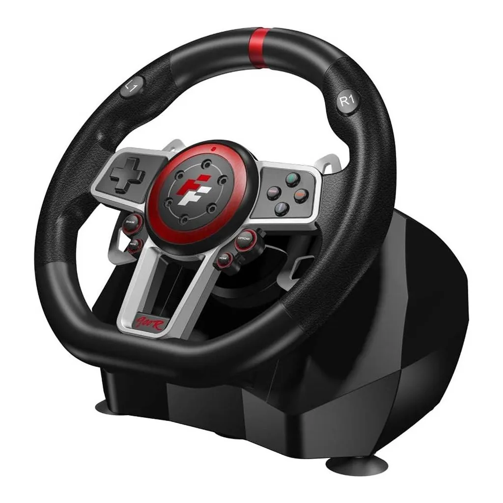 3ffa2a8b0ff1bcde45ab23ce2ef9062d-hi.jpg Flasfire Suzuka Wheel 900R Racing Wheel Set, Clutch Pedals, H-Shifter, Hall-Effect Steering Sensor, Vibration Feedback Function, Dual Motors, Adjustable Rotation 270° & 900°, Red/Black