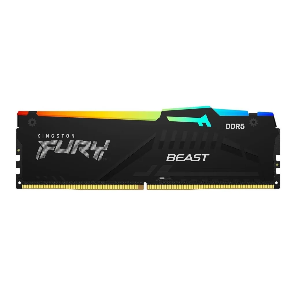 Kingston Fury Beast RGB 64GB (2x 32GB) DDR5 Desktop Memory Kit, 5200MT/s Memory Speed, CL40 CAS Latency, 288-Pin Kit, Intel XMP 3.0 & AMD Expo Profile, Black | KF552C40BB2AK2-64 - Image 2 Kingston Fury Beast RGB 64GB (2x 32GB) DDR5 Desktop Memory Kit, 5200MT/s Memory Speed, CL40 CAS Latency, 288-Pin Kit, Intel XMP 3.0 & AMD Expo Profile, Black | KF552C40BB2AK2-64 - Image 2
