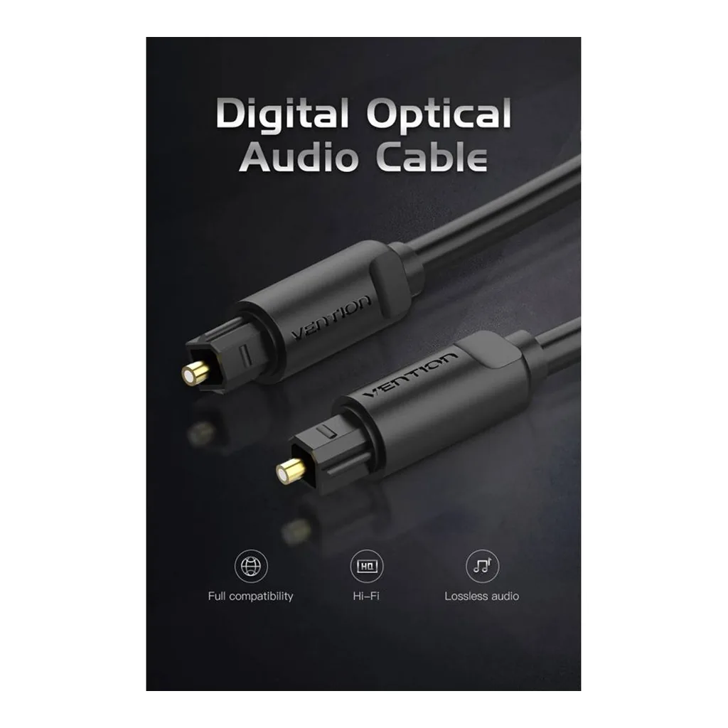41bbabd340fa4c3dfd1702ad7875c380-hi.jpg Vention Optical Fiber Audio Cable, For CD / DVD / Play Station / Xbox / Projectors, Optical Fiber Transmission, Sturdy Connectivity, 1 Meter, Black | BAEBF
