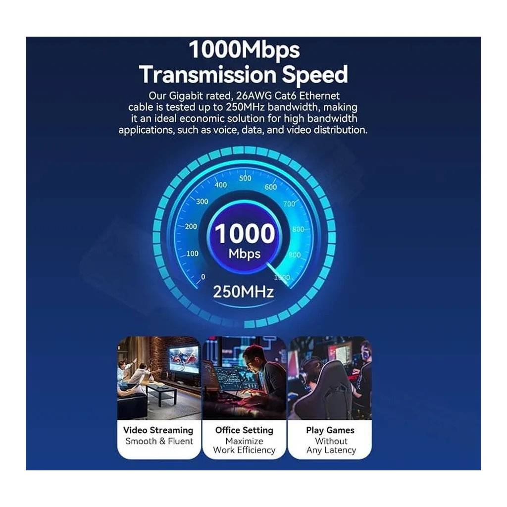 4305e2e038d049fd4a0bf9307ec6efd4-hi.jpg Vention IBN Cat 6 UTP Ethernet Patch Cable, LSZH Jacket, 1Gbps Transmission Speed, Oxygen-Free Copper Conductor, 250MHz Bandwidth, Gold-Plated Connector, 3m Cable Length, Black