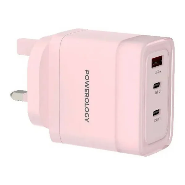 441566314a882826217441832b9ebf93-md.jpg Powerology Lunex Series 65W Fast Charging Adapter, PD 65W Output, Dual USB C Ports, USB A QC 22.5W, Multi Device Charging, Universal Protocol Support, Laptop Smartphone Charger, Pink | PWFC1028BPK