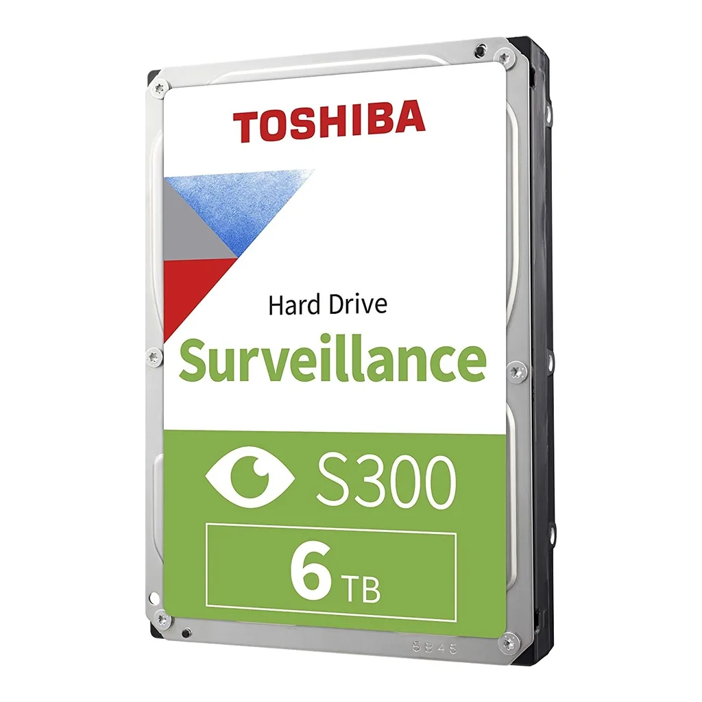 451533367c6f448b47d0daac96ac6e93-hi.jpg TOSHIBA S300 3.5" 6TB Surveillance SATA 6.0 Gbit/s Internal Hard Drive, 184MB/s Typ Data Transfer Speed, 5400 RPM Speed, 24/7 Operation, Supports 64 Cameras, 180TB/Year Workload | HDWT860UZSVA