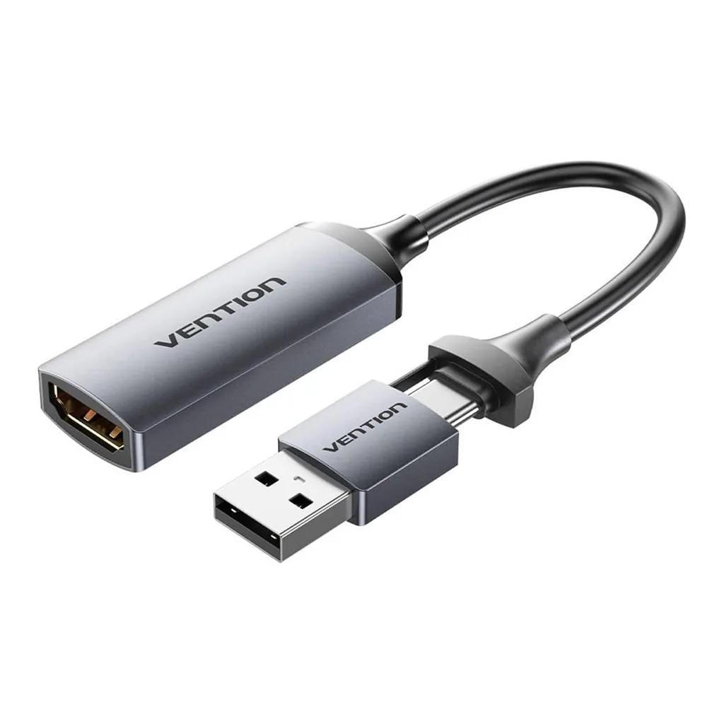 Vention ACWHA HDMI to USB-A/USB-C Video Capture Card, 1080p60, Grey - Image 1 Vention ACWHA HDMI to USB-A/USB-C Video Capture Card, 1080p60, Grey