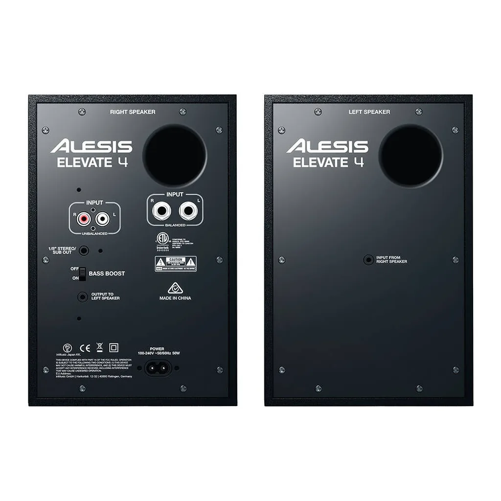 45b1553644ebf0ebd087b6ff2f4bef12-hi.jpg Alesis Elevate 4 Powered Desktop Studio Speakers, 4" (10.2 cm) Woofer LF Driver, 1" (2.5 cm) Silk-Dome Tweeter HF Driver, Black