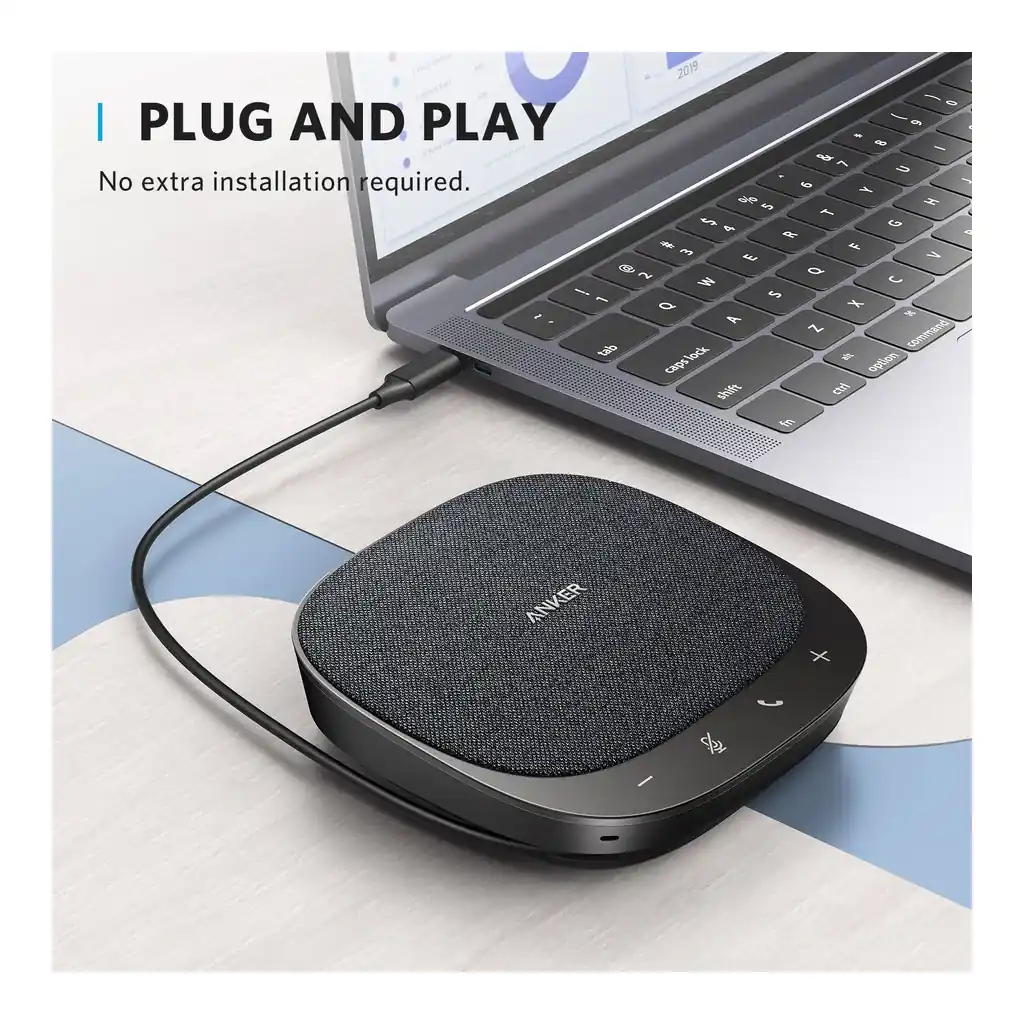 4664fa83f10542b64113019f144fd03c-hi.jpg Anker PowerConf S330 Speakerphone, Ambient Noise Cancellation, 360° Coverage, 1.75" Driver, Ergonomic Design, Plug n Play, Black