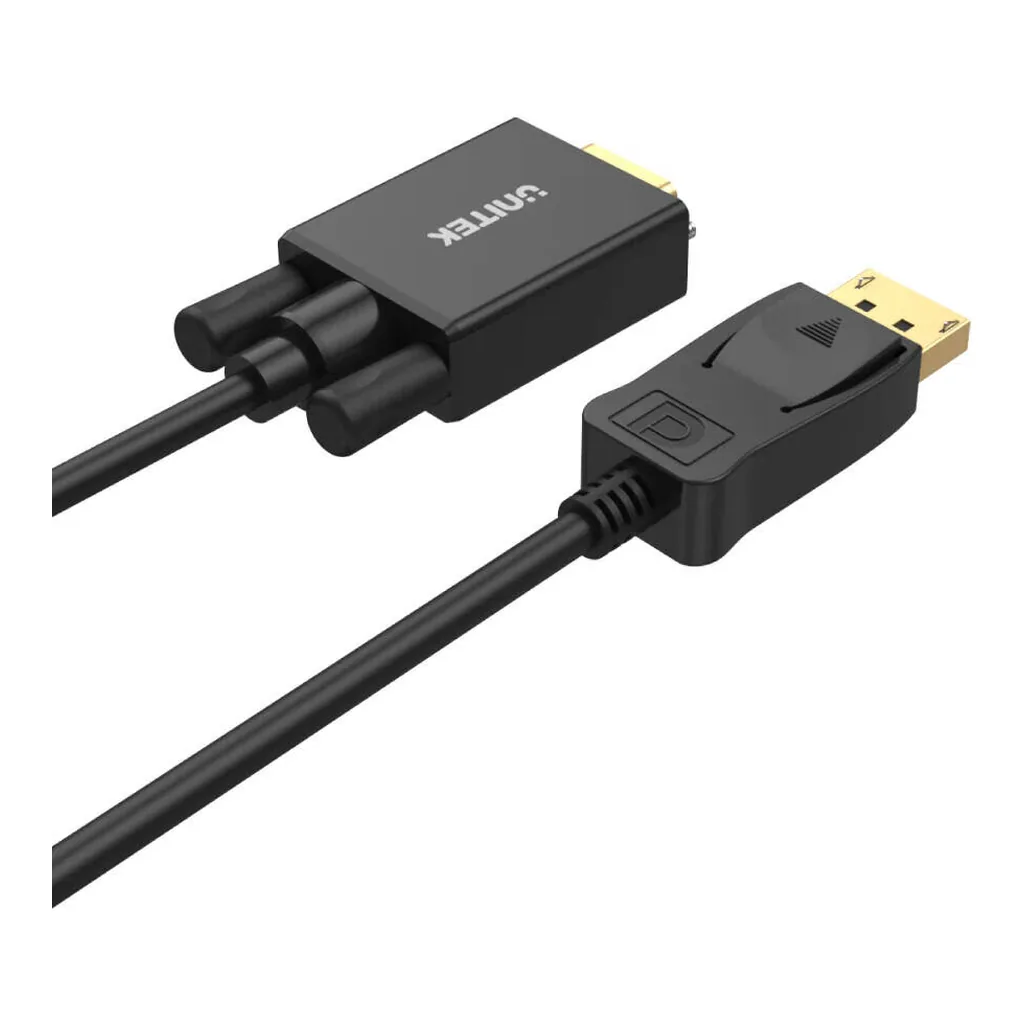 4672cc8b34e40bec62abca7106db12ca-hi.jpg Unitek DisplayPort to VGA Cable, Up to 1920x1200 Resolution, Strain Relief, No Software Required, 1.8 Meter Cable Length, Black | Y-5118F