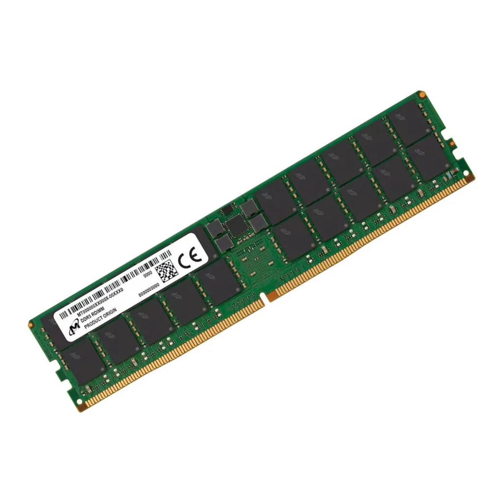 Micron DDR5 RDIMM Server Memory, 96GB Capacity, 6400 MHz Memory Speed, CL52 CAS Latency, 1.1 Voltage, ECC Module | MTC40F204WS1RC64BC1 - Image 2 Micron DDR5 RDIMM Server Memory, 96GB Capacity, 6400 MHz Memory Speed, CL52 CAS Latency, 1.1 Voltage, ECC Module | MTC40F204WS1RC64BC1 - Image 2