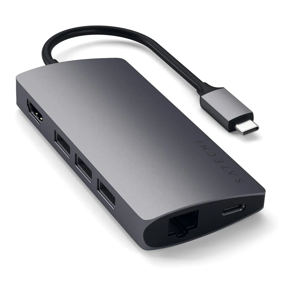 4885fd09-67d5-4592-a2ef-1fc0d6875ea3.jpg Satechi - Type-C Multi-Port Adapter V2-4K HDMI, Ethernet, USB-C, SD/Micro, USB 3.0 - MacBook Pro, MacBook Air, Windows Laptops - Space Gray