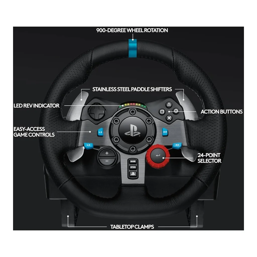 48958b71c5f9be724feb7839345f9c96-hi.jpg Logitech G29 Driving Force Racing Wheel and Floor Pedals, Real Force Feedback, Stainless Steel Paddle Shifters, Leather Steering Wheel Cover for PS5, PS4, PC, Mac - Black |