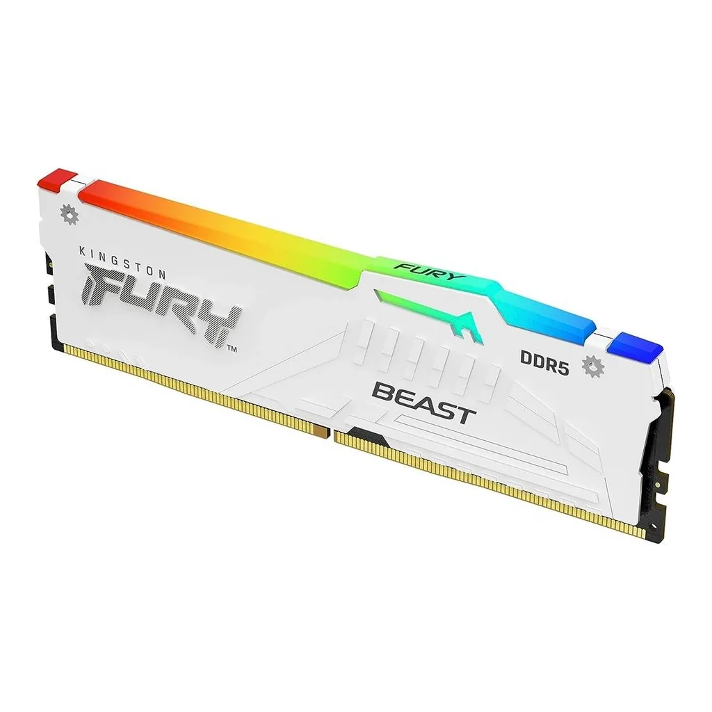 Kingston Fury Beast RGB 64GB (32GB x2) DDR5 Desktop Memory Kit, 5600MT/s Memory Speed, CL40 CAS Latency, Non-ECC, Intel XMP 3.0, 1.25v, 288 Pin, White | KF556C40BWAK2-64 - Image 4 Kingston Fury Beast RGB 64GB (32GB x2) DDR5 Desktop Memory Kit, 5600MT/s Memory Speed, CL40 CAS Latency, Non-ECC, Intel XMP 3.0, 1.25v, 288 Pin, White | KF556C40BWAK2-64 - Image 4