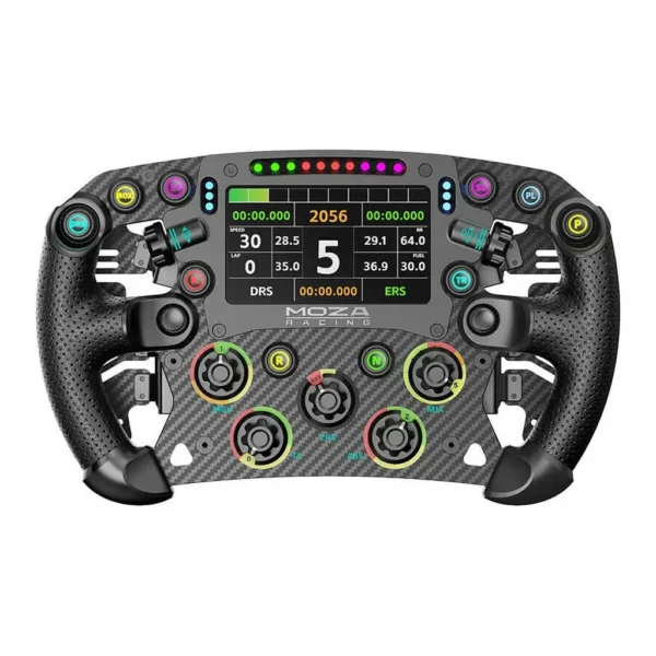 497997d678b54cb87ab5ec8f34a55ecf-hi.jpg MOZA FSR2 Formula Steering Wheel, 280mm Formula-Style Steering Wheel, Aerospace-Grade Aluminum Alloy, 5mm-Thick 3K Twill Carbon Fiber, 4.3" Touch Display