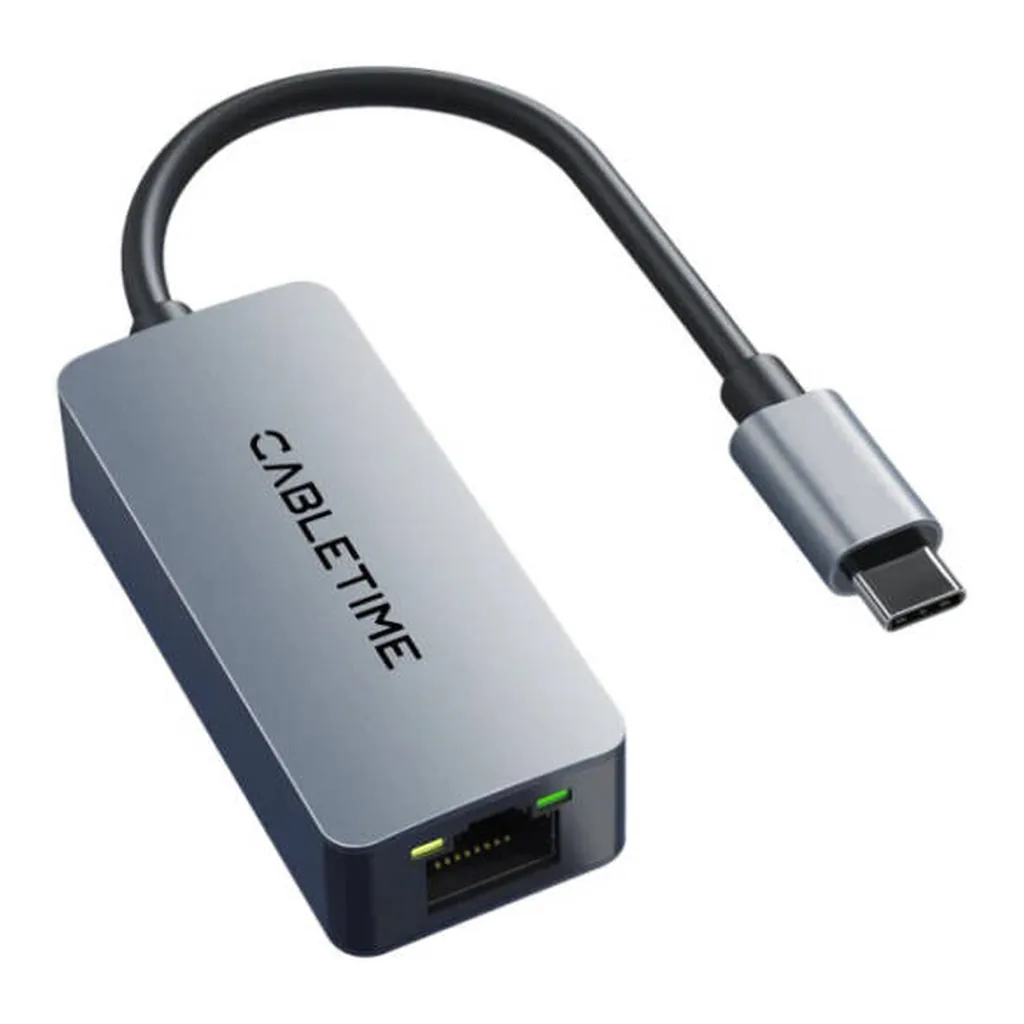 4a2ef6fd8d59a7d26849214f2b53caeb-md.jpg Cabletime CB57G USB 3.0 Type C to 2.5G Rj45 Ethernet Lan Adapter, Up to 2.5Gbps Data Transmission Rate, LAN 2.5Gbps Output, Plug and Play, Aluminum Shell + PVC Wire Material, Gray | CT-CML2500-AG