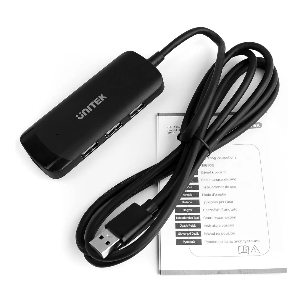 4ad4496d575ed76bcc510a66c550e4f0-hi.jpg Unitek 4 Ports Powered USB 3.0 Hub, 5Gbps SuperSpeed, 150cm Cable, BC1.2 Charging, Plug & Play, Backward Compatible