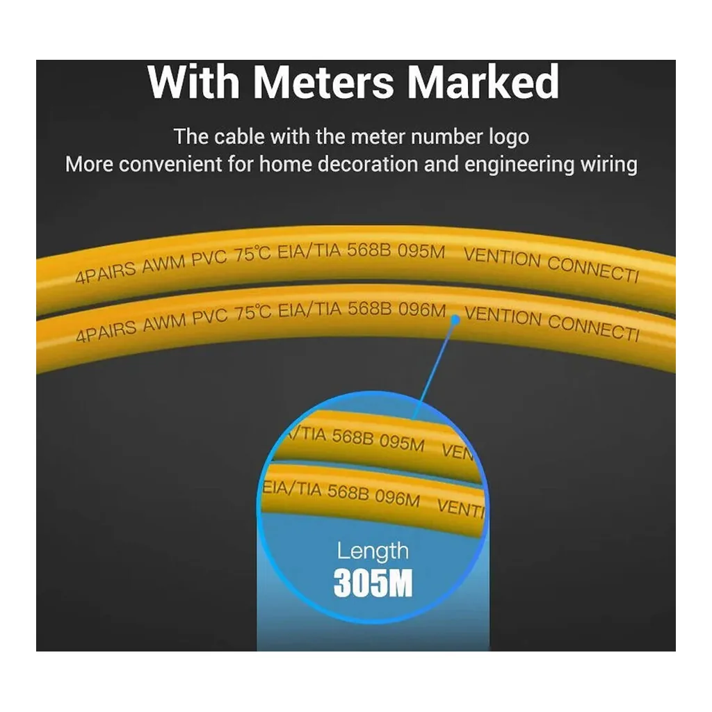 4ad61510b34d7b4c8519f361ea9d2462-hi.jpg Vention CAT.6A SFTP Lan Cable, 10Gbps Transfer Rate, Oxygen-free Copper Conductor, Aluminum Foil + Metal Mesh Shielding, PVC Jacket, 305m Cable Length, Orange