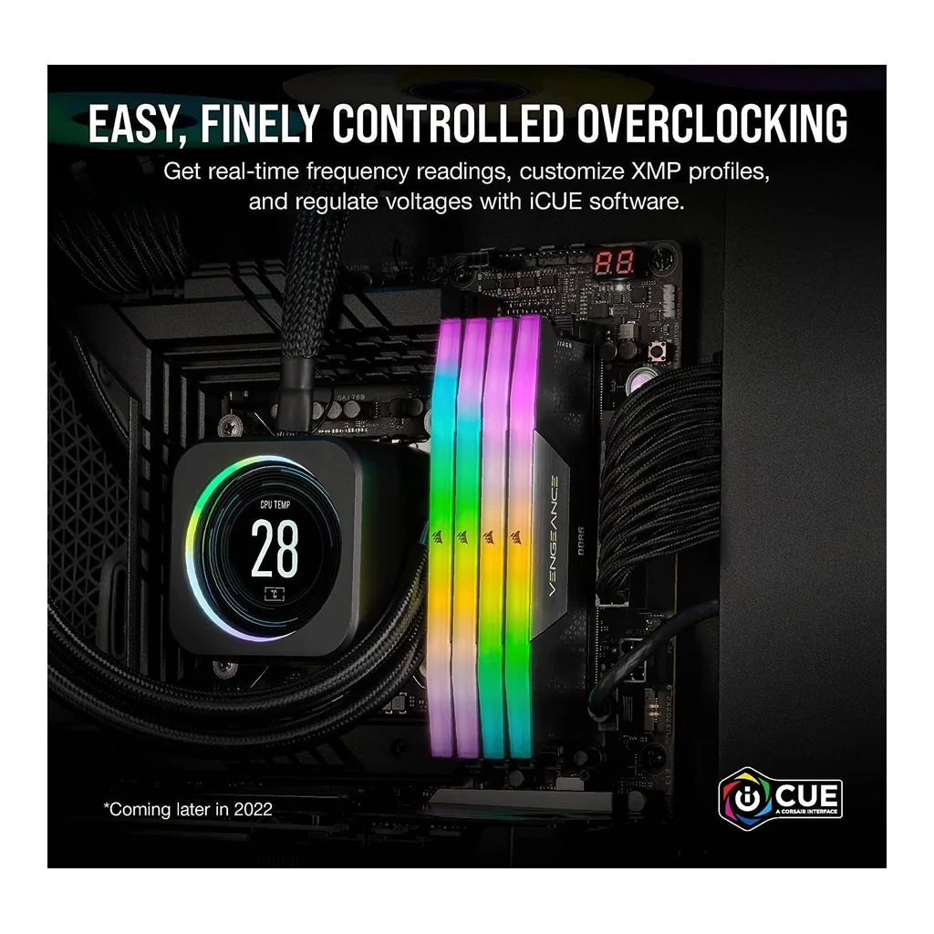 CORSAIR VENGEANCE 32GB (2x16GB) RGB DDR5 288-Pin Dual Channel Desktop Memory Kit, 6000 MHz Tested Speed, 30-36-36-76 Latency, Intel XMP 3.0 Chipset, Overclock PMIC, 1.40V, Black | CMH32GX5M2B6000C30 - Image 5 CORSAIR VENGEANCE 32GB (2x16GB) RGB DDR5 288-Pin Dual Channel Desktop Memory Kit, 6000 MHz Tested Speed, 30-36-36-76 Latency, Intel XMP 3.0 Chipset, Overclock PMIC, 1.40V, Black | CMH32GX5M2B6000C30 - Image 5