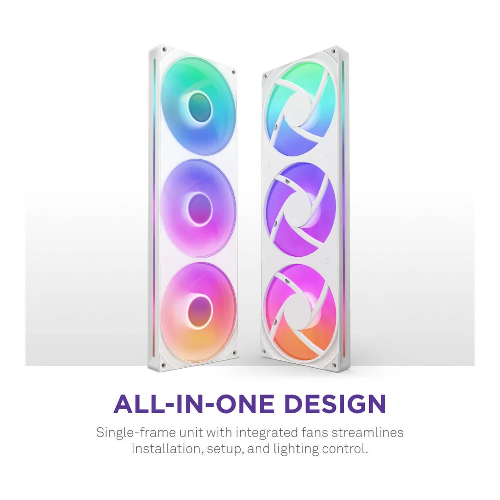 NZXT F420 RGB Core 140mm Dual-Rotor RGB Case Fan, White | RF-U42HF-W1 - Image 2 NZXT F420 RGB Core 140mm Dual-Rotor RGB Case Fan, White | RF-U42HF-W1