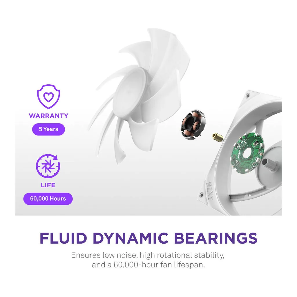 NZXT F420 RGB Core 140mm Dual-Rotor RGB Case Fan, White | RF-U42HF-W1 - Image 6 NZXT F420 RGB Core 140mm Dual-Rotor RGB Case Fan, White | RF-U42HF-W1