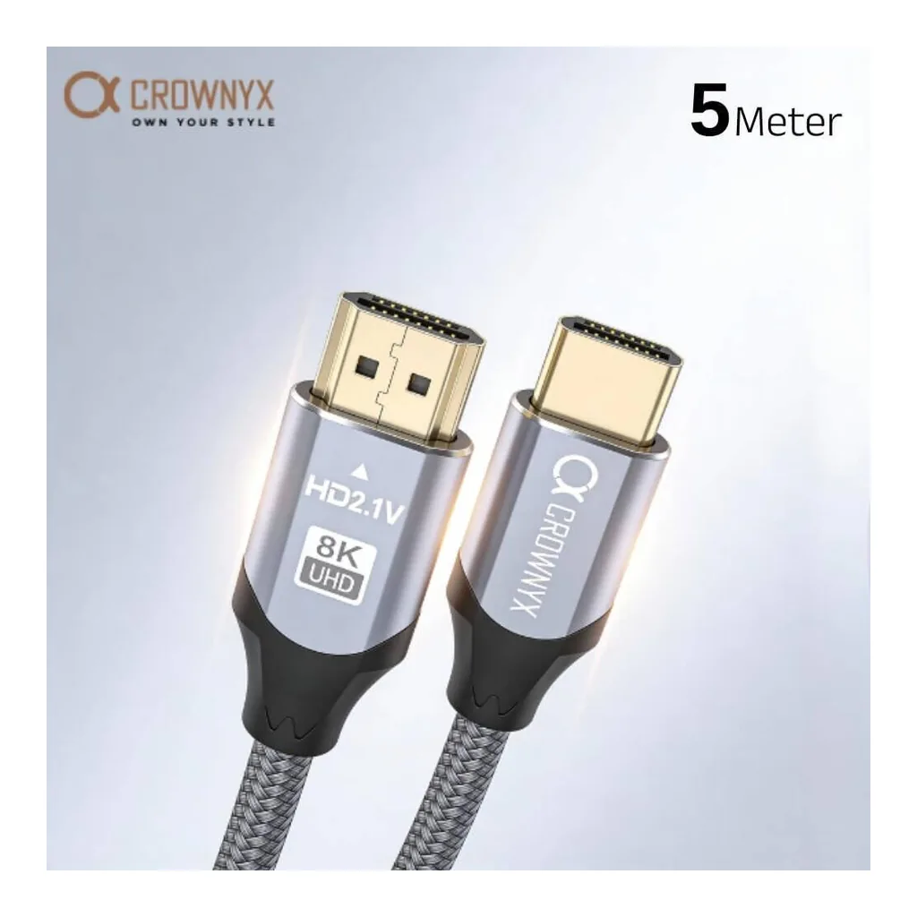 4cc046722ebe4b8f2eba97a65a5a5942-hi.jpg CROWNYX CHC508 5M HDMI 2.1 Cable, 8K@60Hz, 4K@120Hz 48Gbps, Black