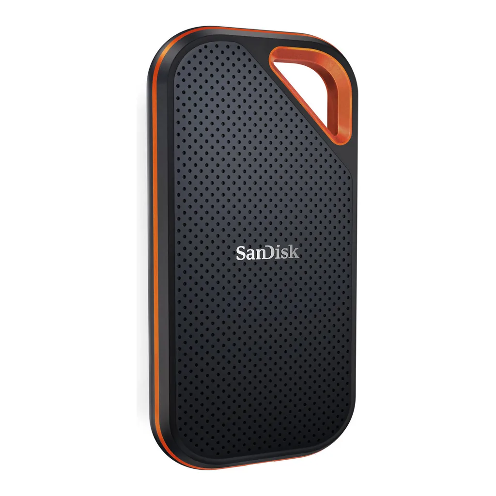 4f5307afe9741f0b6f42f17e1c7bbea9-hi.jpg SanDisk 2TB Extreme PRO Portable SSD V2, USB 3.2 Gen 2x2 Type-C, Up to 2000 MB/s Read & Write Speeds, 256-Bit AES Hardware Encryption, Carabiner Loop, IP55, Black - Orange | SDSSDE81-2T00-G25