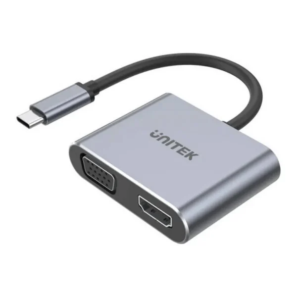 504fb5a622cf27648a18db511b832662-md.jpg UNITEK USB-C to HDMI 2.0 & VGA Adapter, 4K@60Hz HDMI, 1080p VGA, MST Dual Monitor Support, Mirror/Extend Displays, Plug & Play, Windows Compatible, Space Gray | V1126A