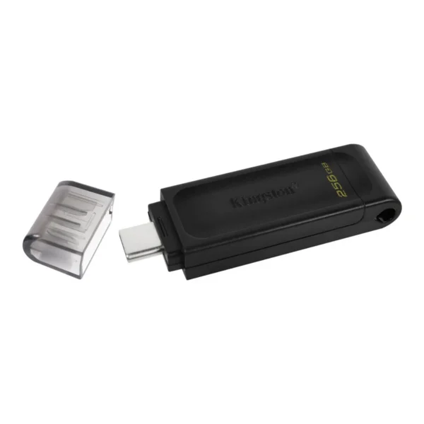 50ff97d07ab94a621791105363eced88-hi.jpg Kingston DataTraveler 70 USB C Flash Drive, USB 3.2 Gen 1, 256GB Storage, Up To 80MB/s Sequential Read Speed, Compatible with Laptops Tablets Smartphones, Black | DT70/256GB