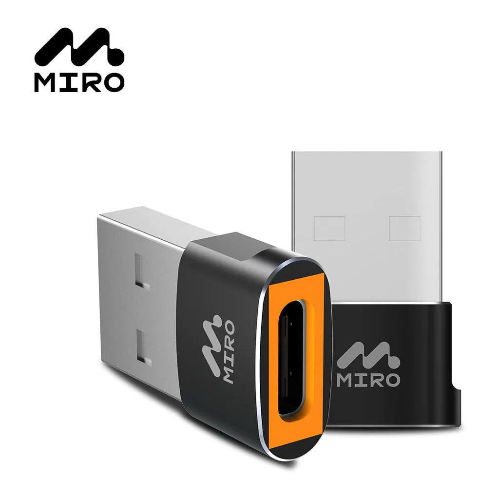 5144e01f-8839-4984-abfd-67ae1552dc60.jpg Miro - U5 Type C to USB Charger Cable Adapter USB C Female to Male Charger Converter - Black