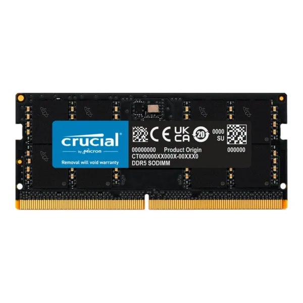 Crucial 32GB DDR5 5600MHz Laptop RAM SODIMM, High-Speed Memory, Black | CT32G56C46S5 - Image 1 Crucial 32GB DDR5 5600MHz Laptop RAM SODIMM, High-Speed Memory, Black | CT32G56C46S5 - Image 1
