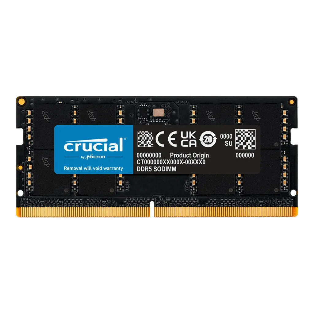 Crucial 32GB DDR5 5600MHz Laptop RAM SODIMM, High-Speed Memory, Black | CT32G56C46S5 - Image 1 Crucial 32GB DDR5 5600MHz Laptop RAM SODIMM, High-Speed Memory, Black | CT32G56C46S5 - Image 1