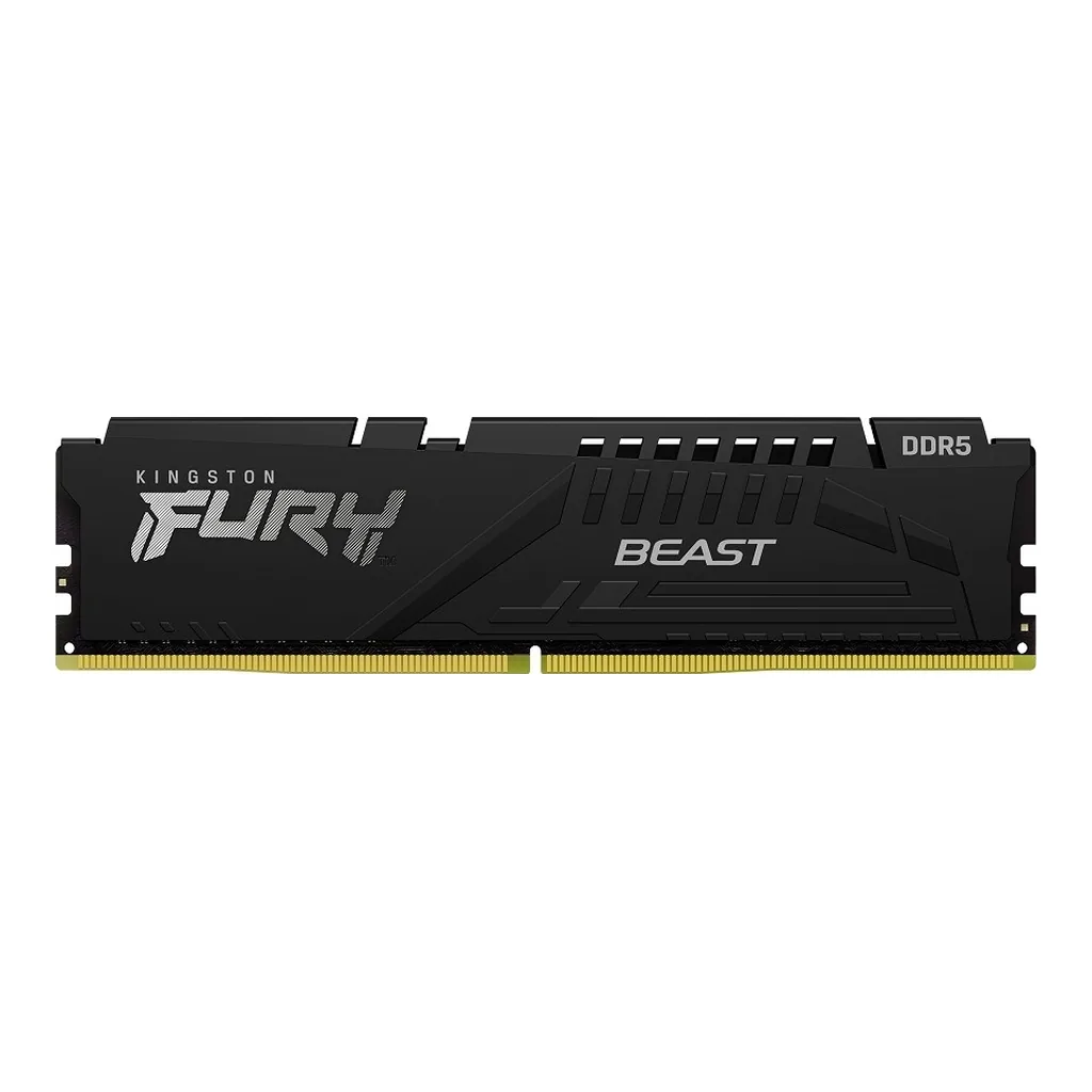 Kingston Fury Beast DDR5 Memory, 16GB (1x16GB) DRAM Capacity, 5600MHz Tested Speed, 40-40-40 Latency, 1.25Voltage, Black, Single Kit | KF556C40BB-16 - Image 2 Kingston Fury Beast DDR5 Memory, 16GB (1x16GB) DRAM Capacity, 5600MHz Tested Speed, 40-40-40 Latency, 1.25Voltage, Black, Single Kit | KF556C40BB-16 - Image 2