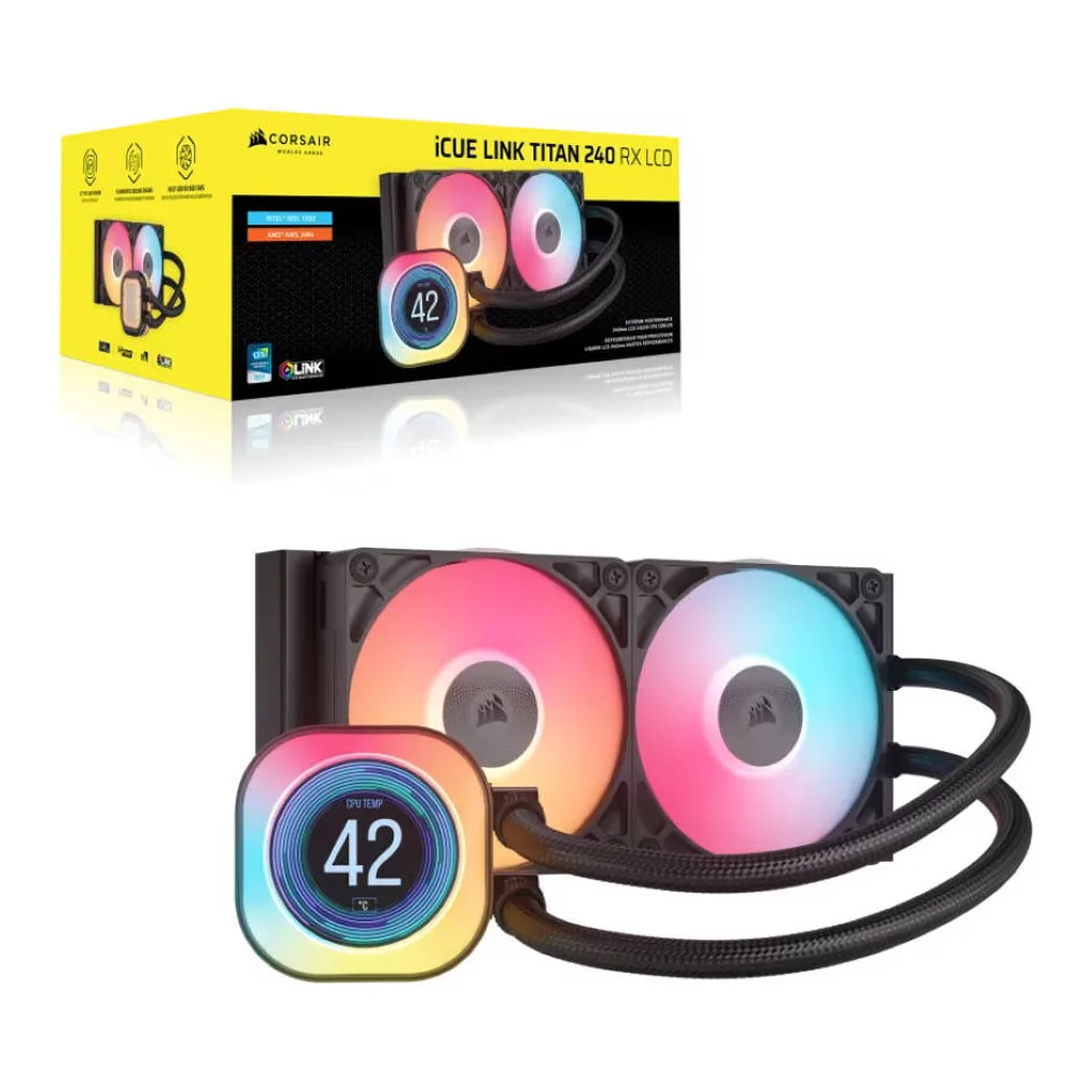 Corsair iCUE LINK TITAN 240 RX LCD AIO Liquid CPU Cooler, Black | CW-9061022-WW - Image 11 Corsair iCUE LINK TITAN 240 RX LCD AIO Liquid CPU Cooler, Black | CW-9061022-WW