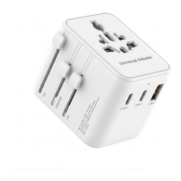 55f388e0382b5e7e33d3184eac77bb2c-md.jpg TCH 25W Universal Travel Adapter, Worldwide Multi Plug, 3 Port USB Charging Travel Plug, 10A AC Universal Power Adapter, Compatible with UK, EU, US, AU Plugs, White | UCA25