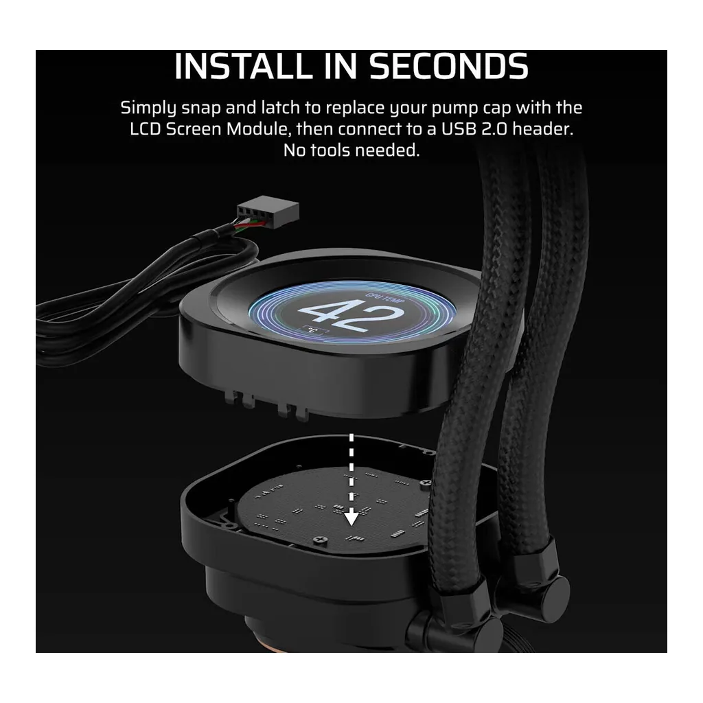 Corsair NAUTILUS RS LCD Screen Module, Black | CW-9061029-WW - Image 4 Corsair NAUTILUS RS LCD Screen Module, Black | CW-9061029-WW