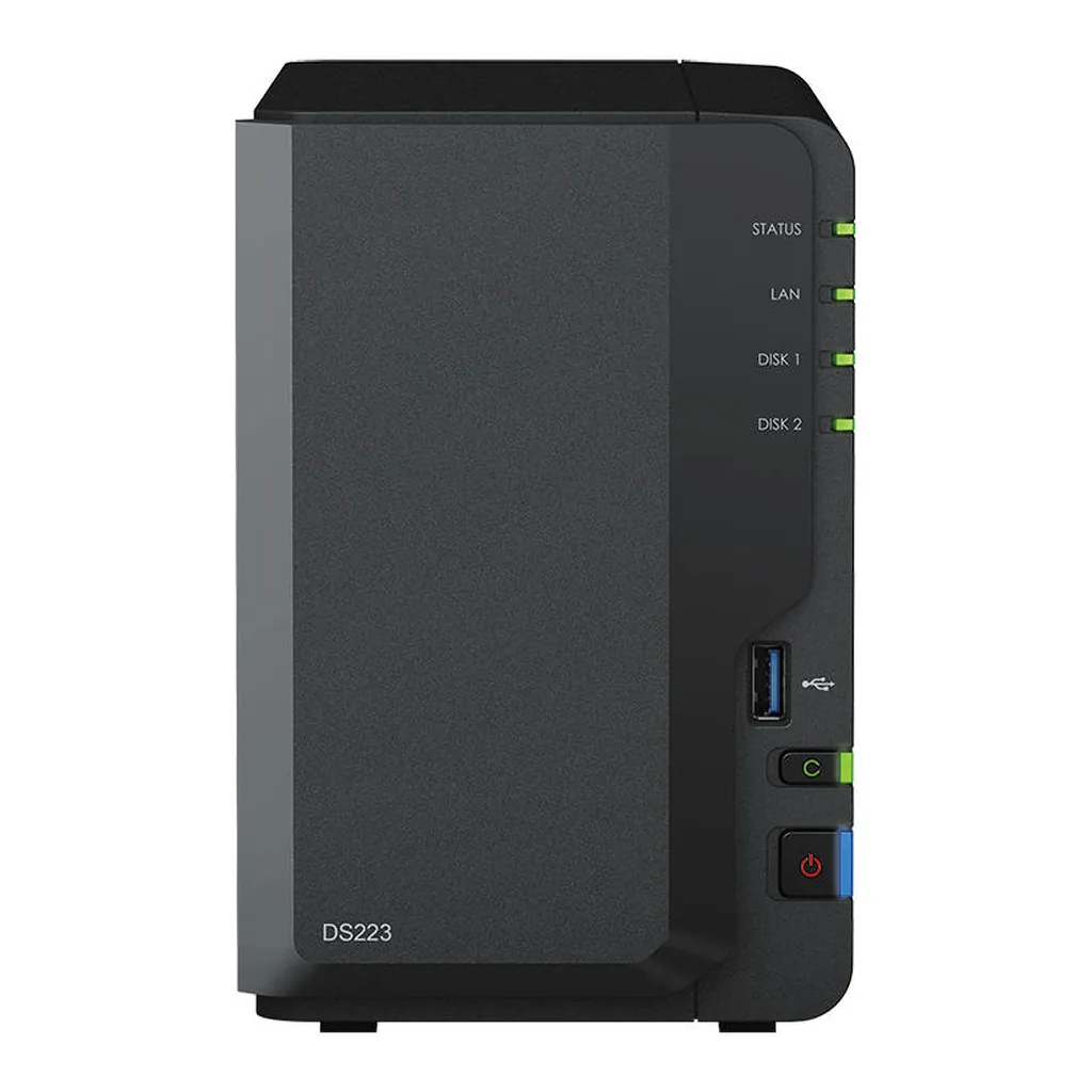 577e7b228983aaae5e6d6db7be7fa3cf-hi.jpg Synology DiskStation DS223 2-Bay NAS Enclosure, Realtek RTD1619B 1.7Ghz, 2 GB DDR4 non-ECC Memory, 2x 3.5"/2.5" SATA Drive Bays, RJ45 LAN Port, 3x USB 3.2 Ports, Black | DS223