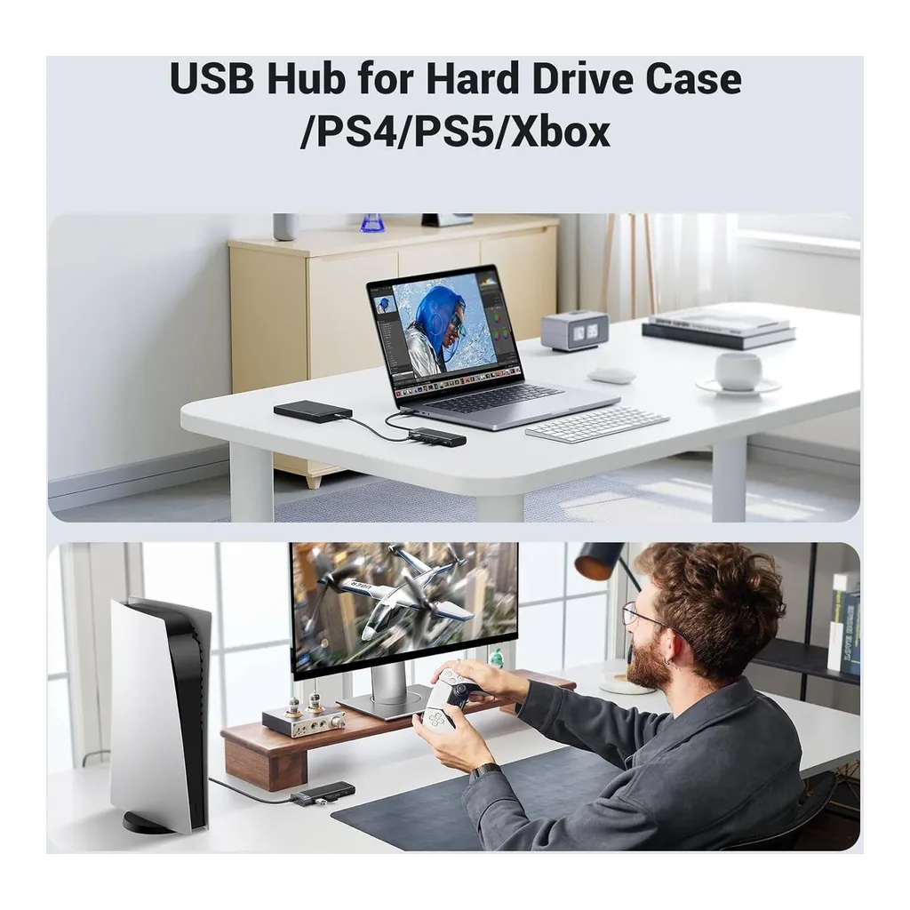 58efff913b1be9a75b3e0e7df6815e12-hi.jpg UGREEN CM653 USB 3.0 HUB 5Gbps High Speed Data Transmission With USB-C Power Supply, Multiple Extension For Laptop, Desktop PC, Xbox, PS5, Mouse, Keyboard, Flash Drive, Printer | 15548